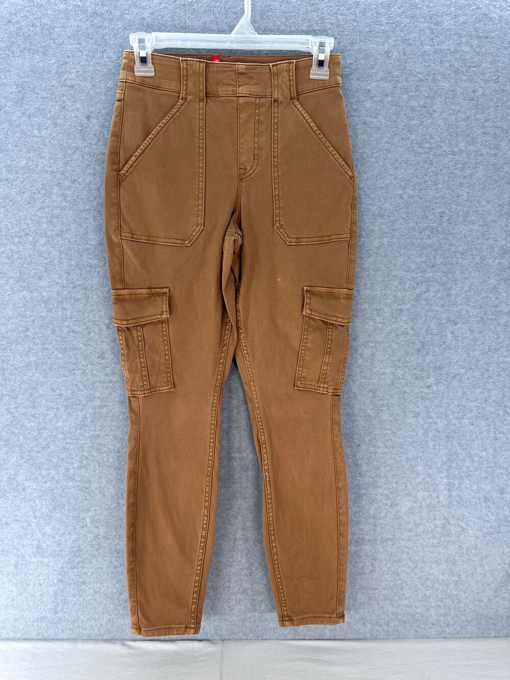 Spanx Womens sz S Stretch Twill Cargo Pants Ankle Jogger Khaki Utility High Rise
